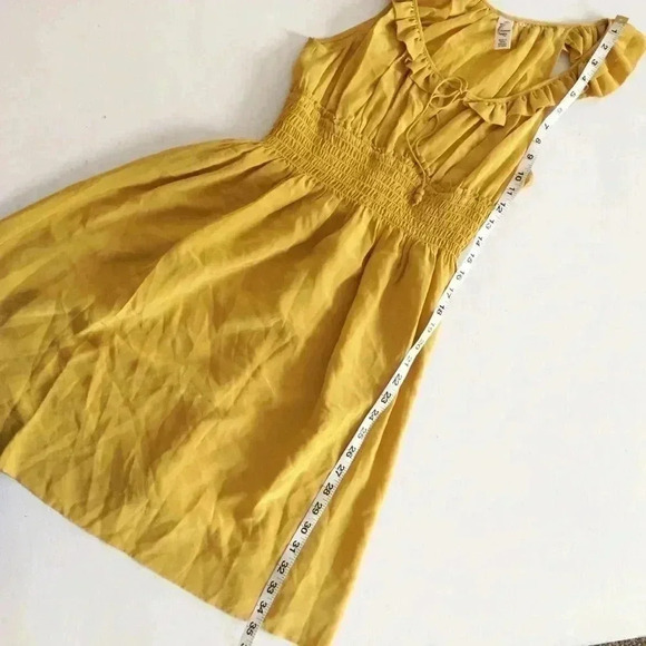 Anthropologie Floreat Mustard Yellow Silk Dress - Picture 4 of 6